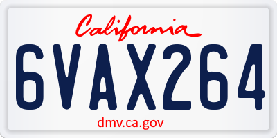 CA license plate 6VAX264
