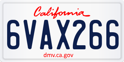 CA license plate 6VAX266