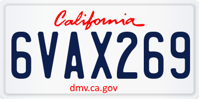 CA license plate 6VAX269