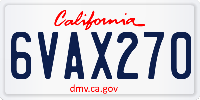 CA license plate 6VAX270