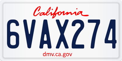 CA license plate 6VAX274