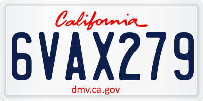 CA license plate 6VAX279