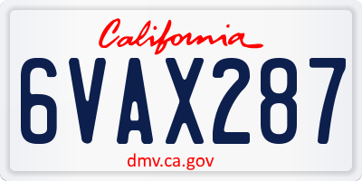 CA license plate 6VAX287