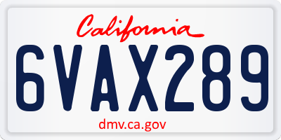 CA license plate 6VAX289