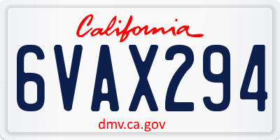 CA license plate 6VAX294