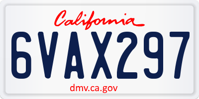 CA license plate 6VAX297
