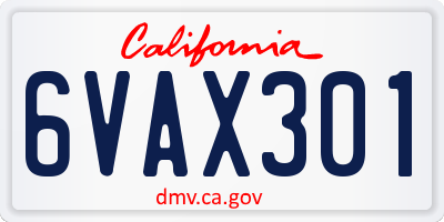 CA license plate 6VAX301