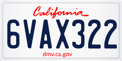 CA license plate 6VAX322
