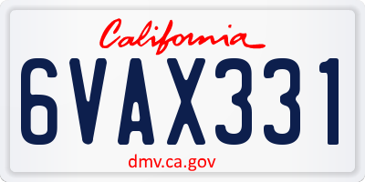 CA license plate 6VAX331