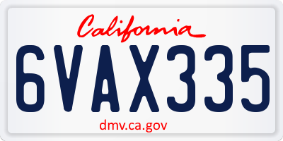 CA license plate 6VAX335