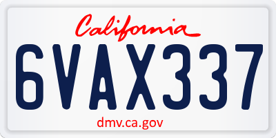 CA license plate 6VAX337