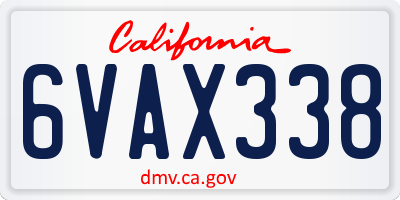 CA license plate 6VAX338