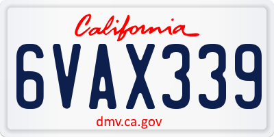 CA license plate 6VAX339