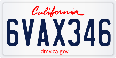 CA license plate 6VAX346