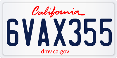 CA license plate 6VAX355