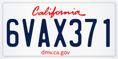 CA license plate 6VAX371