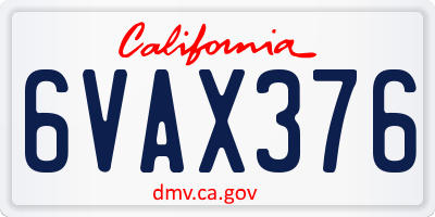 CA license plate 6VAX376