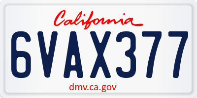 CA license plate 6VAX377