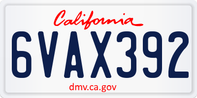 CA license plate 6VAX392