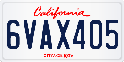 CA license plate 6VAX405