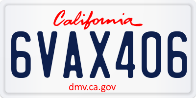 CA license plate 6VAX406