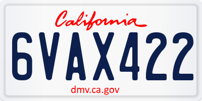 CA license plate 6VAX422