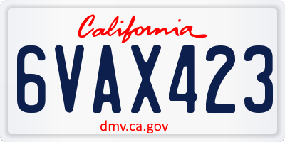 CA license plate 6VAX423