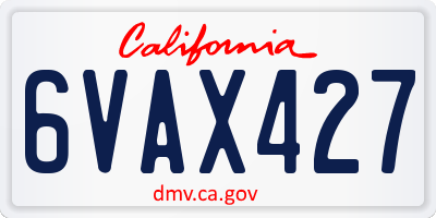 CA license plate 6VAX427