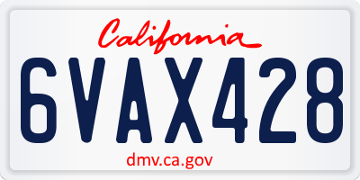 CA license plate 6VAX428