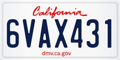 CA license plate 6VAX431
