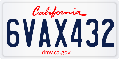 CA license plate 6VAX432