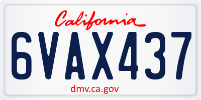 CA license plate 6VAX437