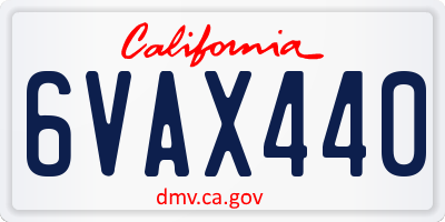 CA license plate 6VAX440