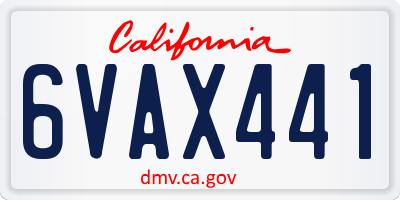 CA license plate 6VAX441