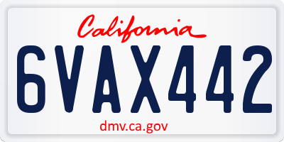 CA license plate 6VAX442
