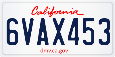 CA license plate 6VAX453