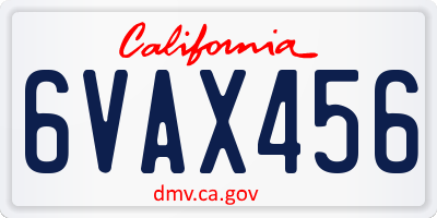 CA license plate 6VAX456