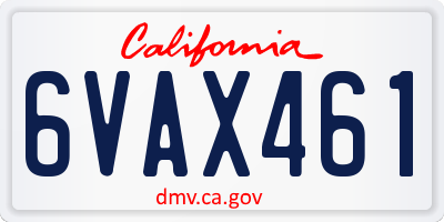 CA license plate 6VAX461