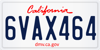 CA license plate 6VAX464