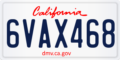 CA license plate 6VAX468