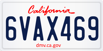 CA license plate 6VAX469