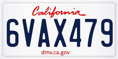 CA license plate 6VAX479