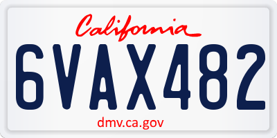 CA license plate 6VAX482