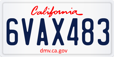 CA license plate 6VAX483