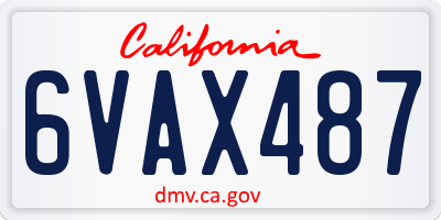 CA license plate 6VAX487