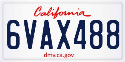 CA license plate 6VAX488