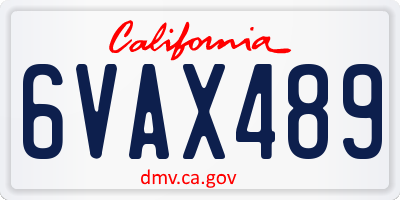 CA license plate 6VAX489