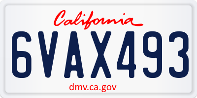 CA license plate 6VAX493