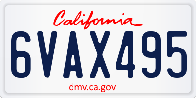 CA license plate 6VAX495