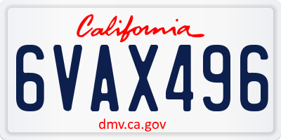 CA license plate 6VAX496